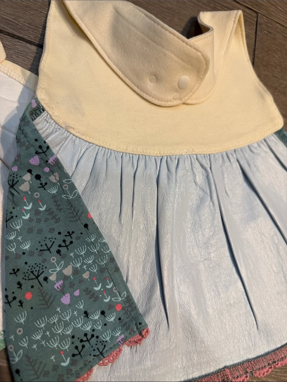 Kids Floral Bibs  baby girl - Cream with Pink and Teal Accents 2 bibs